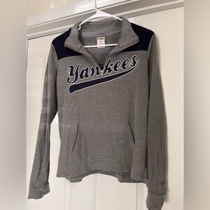 Victoria’s Secret PINK MLB Yankees Half-Zip, Grey/Blue, S